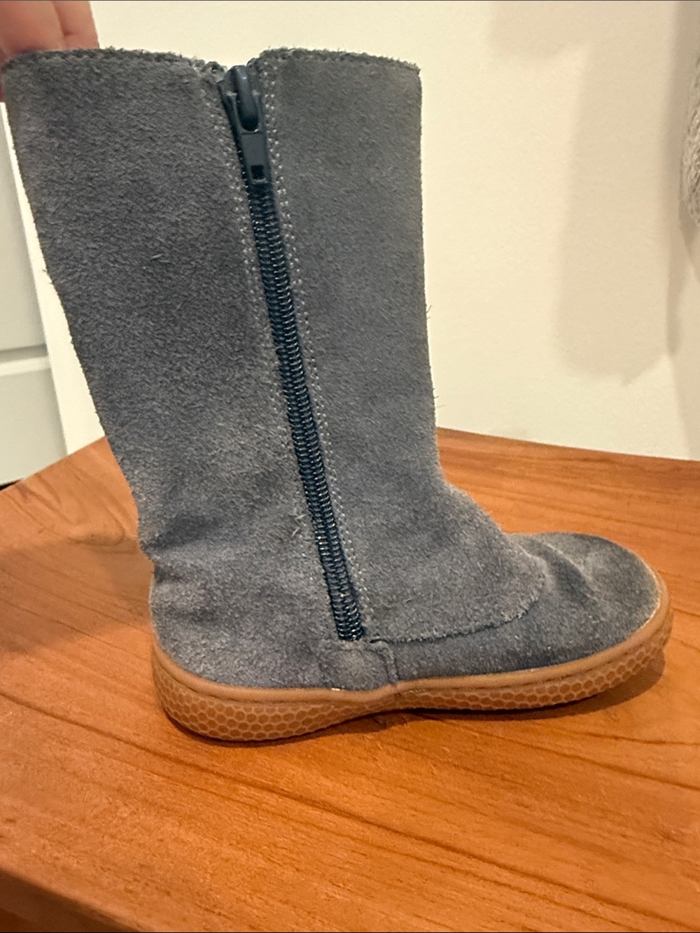 Livie & Luca Toddler Girls Gray Suede Button-Accent Mid-Calf Boot - Picture 2 of 3